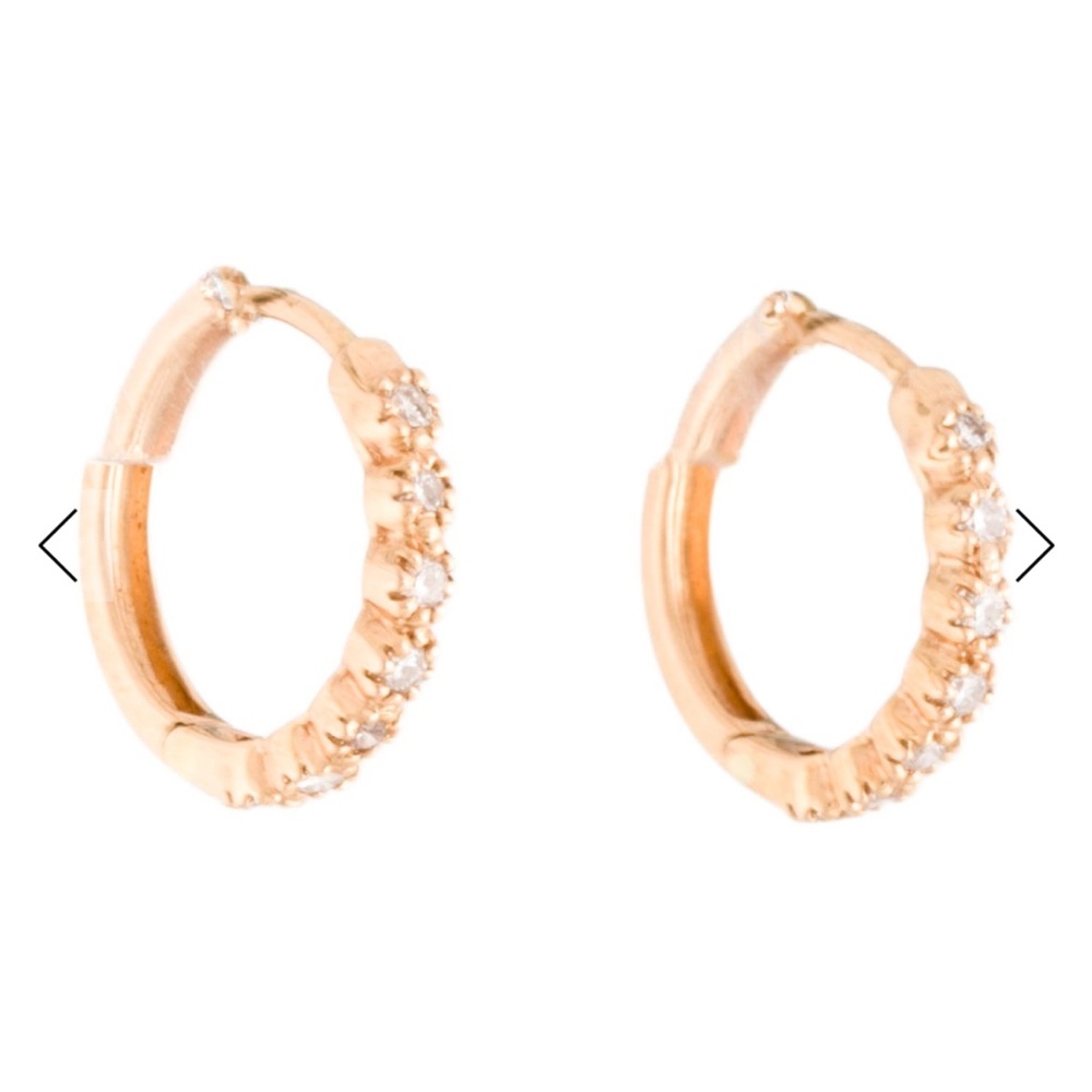 Solid Rose Gold Diamond Hoop Earrings